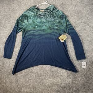 One World Live and Let Live Top M Hippie Chic Earthy Festival Artsy Boho Ombre